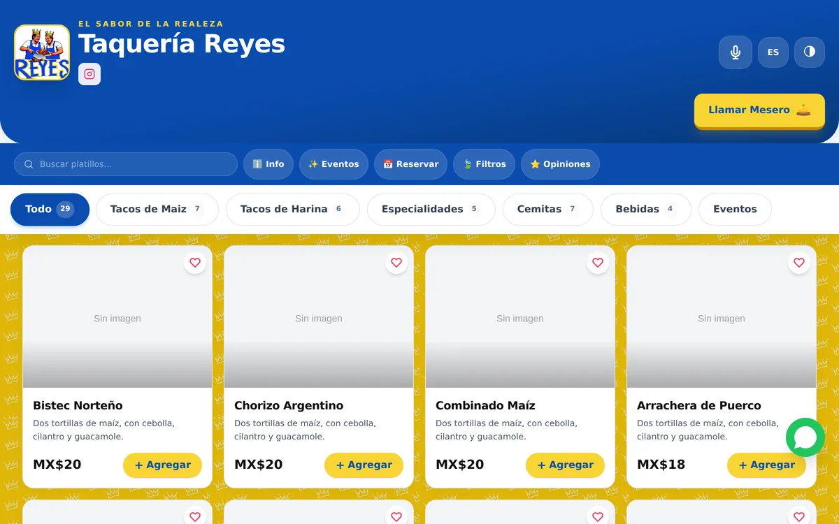 Taquería Reyes · Menú digital